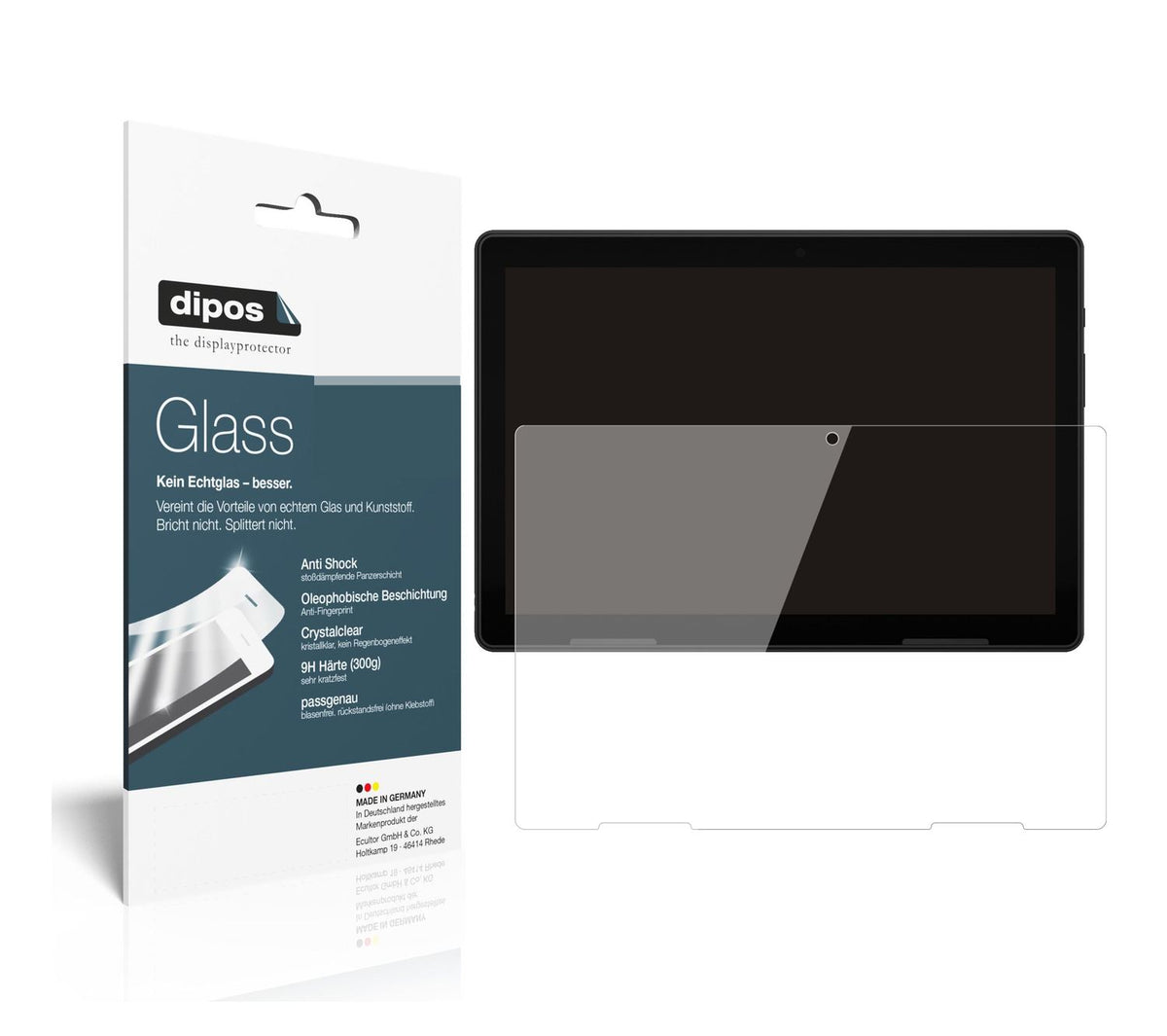 Klare Displayschutzfolie von dipos passend für Medion Lifetab E10802, 9H kratzfest und blasenfrei montiert