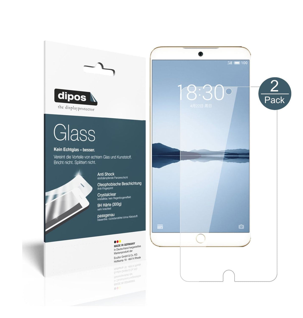 Klare Displayschutzfolie von dipos passend für Meizu 15, 9H kratzfest und blasenfrei montiert