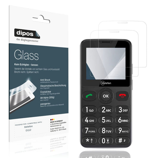 Klare Displayschutzfolie von dipos passend für Melefon D112, 9H kratzfest und blasenfrei montiert