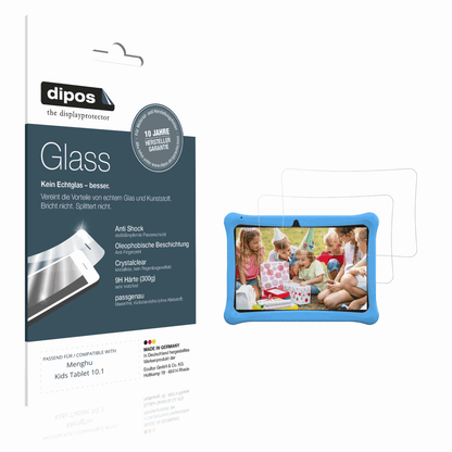 Klare Displayschutzfolie von dipos passend für Menghu Kids Tablet 10.1, 9H kratzfest und blasenfrei montiert