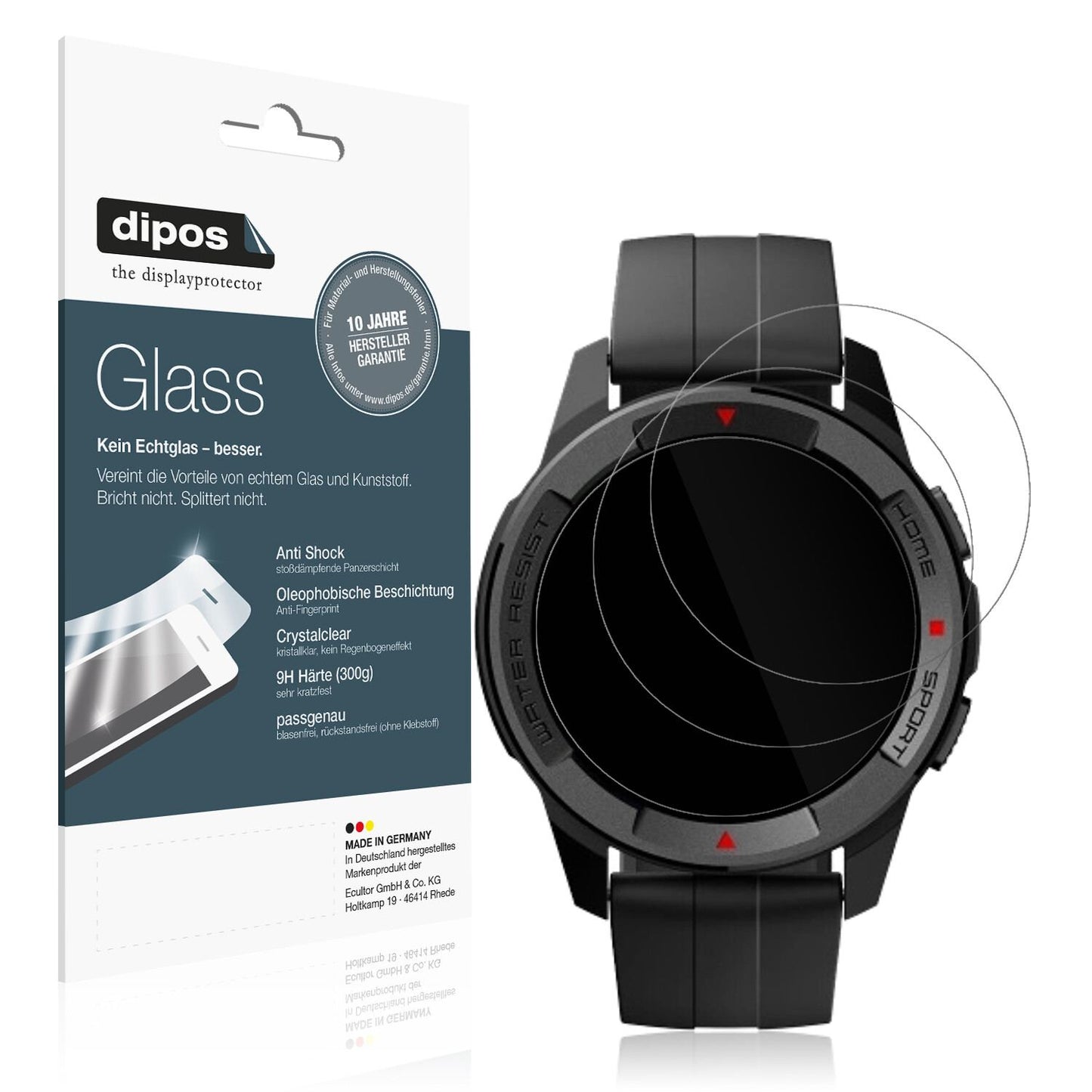 Klare Displayschutzfolie von dipos passend für Mibro Watch X1, 9H kratzfest und blasenfrei montiert