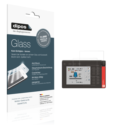 Klare Displayschutzfolie von dipos passend für Müller Elektronik SMART570, 9H kratzfest und blasenfrei montiert