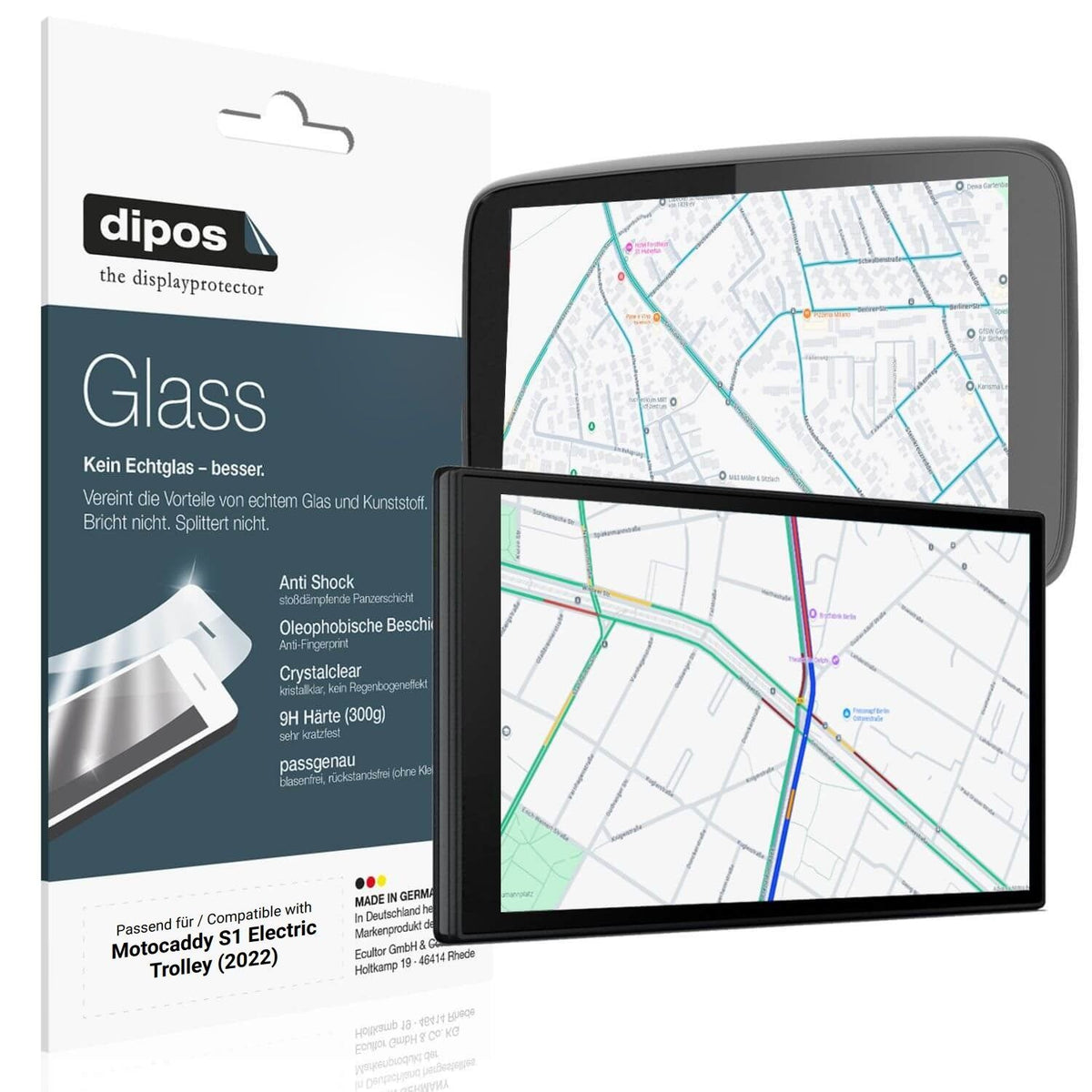Klare Displayschutzfolie von dipos passend für Motocaddy S1 Electric Trolley (2022), 9H kratzfest und blasenfrei montiert