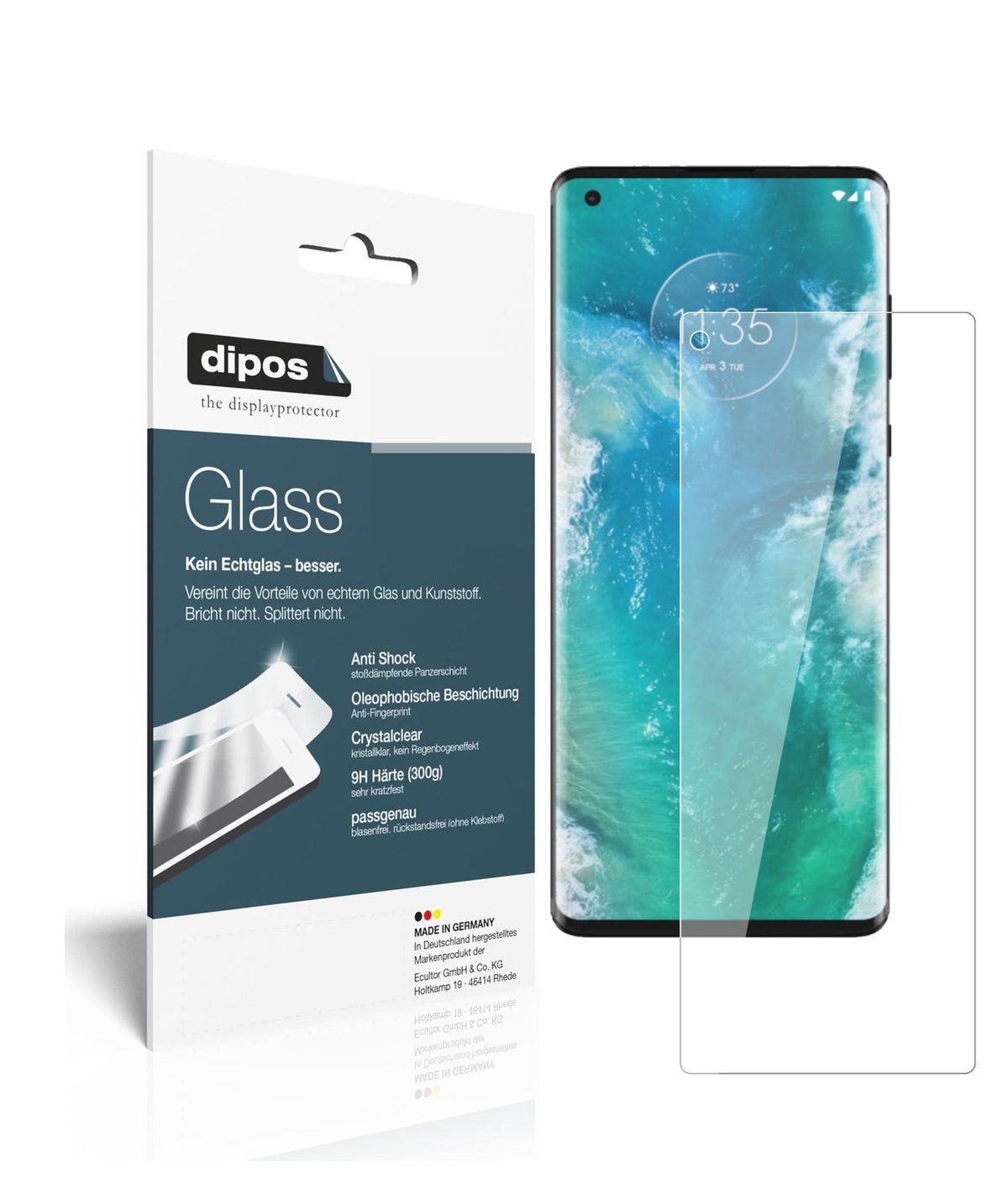 Klare Displayschutzfolie von dipos passend für Motorola Edge, 9H kratzfest und blasenfrei montiert