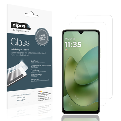 Klare Displayschutzfolie von dipos passend f�r Motorola Moto G06, 9H kratzfest und blasenfrei montiert