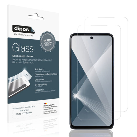 Klare Displayschutzfolie von dipos passend für Motorola Moto G77 Power, 9H kratzfest und blasenfrei montiert