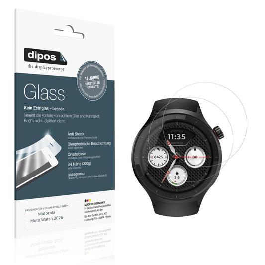 Klare Displayschutzfolie von dipos passend für Motorola Moto Watch 2026, 9H kratzfest und blasenfrei montiert