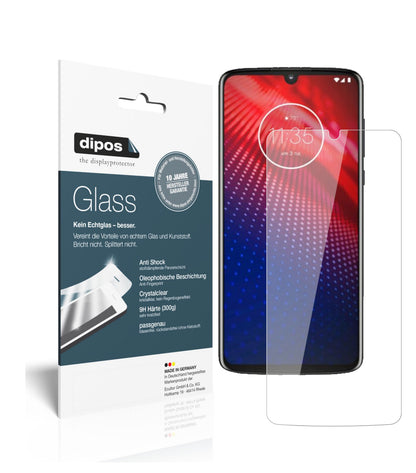 Klare Displayschutzfolie von dipos passend für Motorola Moto Z4, 9H kratzfest und blasenfrei montiert