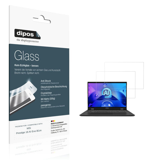 Klare Displayschutzfolie von dipos passend für MSi Prestige 16 AI Evo B1m, 9H kratzfest und blasenfrei montiert