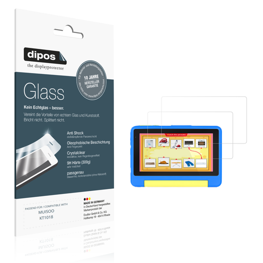 Klare Displayschutzfolie von dipos passend für MUISOO KT1018, 9H kratzfest und blasenfrei montiert