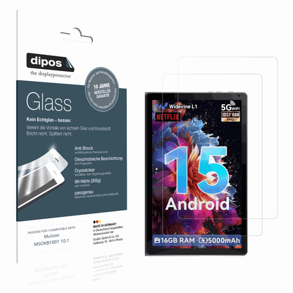 Klare Displayschutzfolie von dipos passend für Muisoo MSOKB1001 10.1, 9H kratzfest und blasenfrei montiert