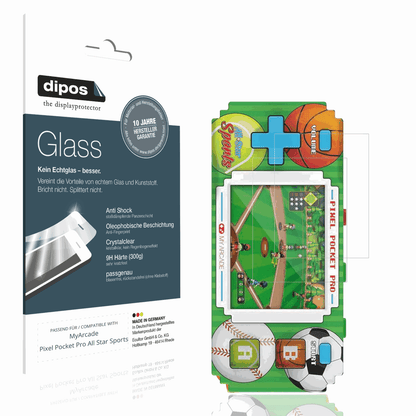 Klare Displayschutzfolie von dipos passend für MyArcade Pixel Pocket Pro All Star Sports, 9H kratzfest und blasenfrei montiert
