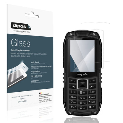 Klare Displayschutzfolie von dipos passend für Myria Enduro 3G, 9H kratzfest und blasenfrei montiert