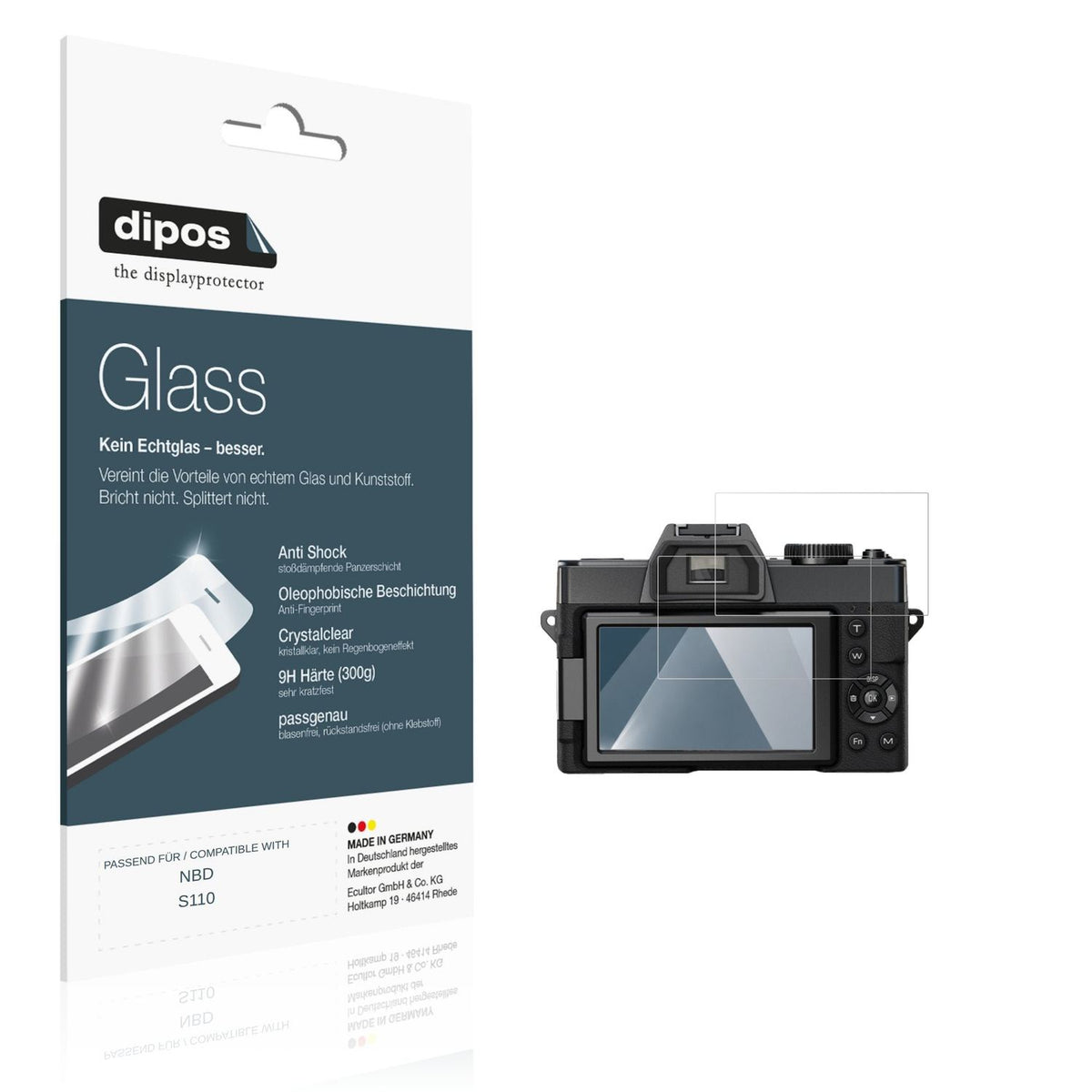 Klare Displayschutzfolie von dipos passend für NBD S110, 9H kratzfest und blasenfrei montiert