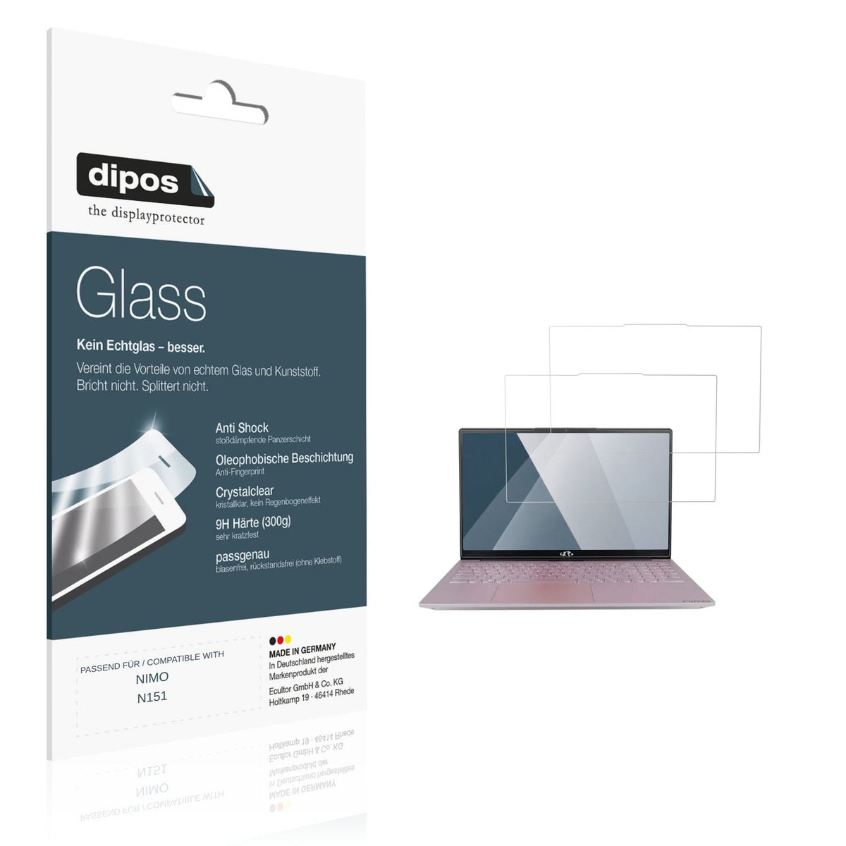 Klare Displayschutzfolie von dipos passend für NIMO N151, 9H kratzfest und blasenfrei montiert
