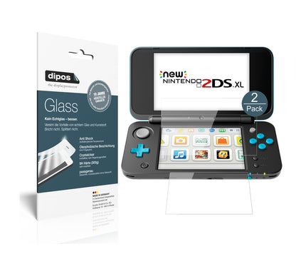 Klare Displayschutzfolie von dipos passend für Nintendo 2DS XL, 9H kratzfest und blasenfrei montiert