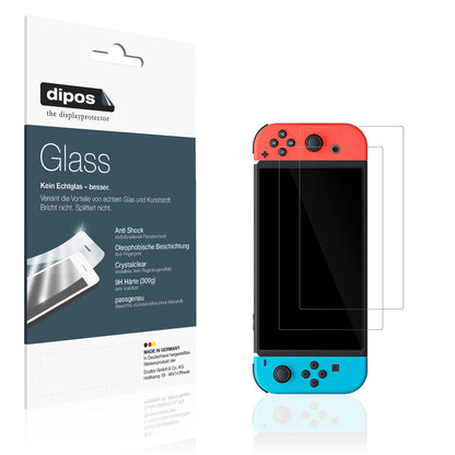 Klare Displayschutzfolie von dipos passend für Nintendo Switch OLED, 9H kratzfest und blasenfrei montiert