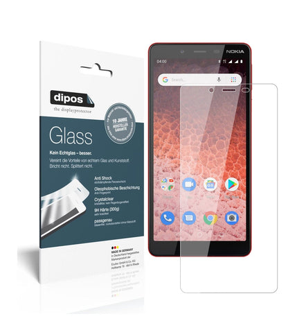 Klare Displayschutzfolie von dipos passend für Nokia 1 Plus, 9H kratzfest und blasenfrei montiert