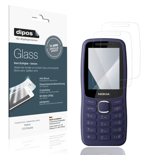 Klare Displayschutzfolie von dipos passend für Nokia 123 Shield, 9H kratzfest und blasenfrei montiert