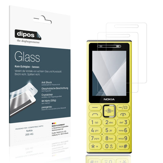 Klare Displayschutzfolie von dipos passend für Nokia 200 4G, 9H kratzfest und blasenfrei montiert