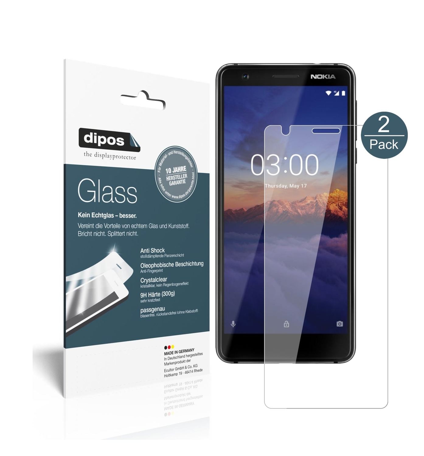 Klare Displayschutzfolie von dipos passend für Nokia 46025, 9H kratzfest und blasenfrei montiert