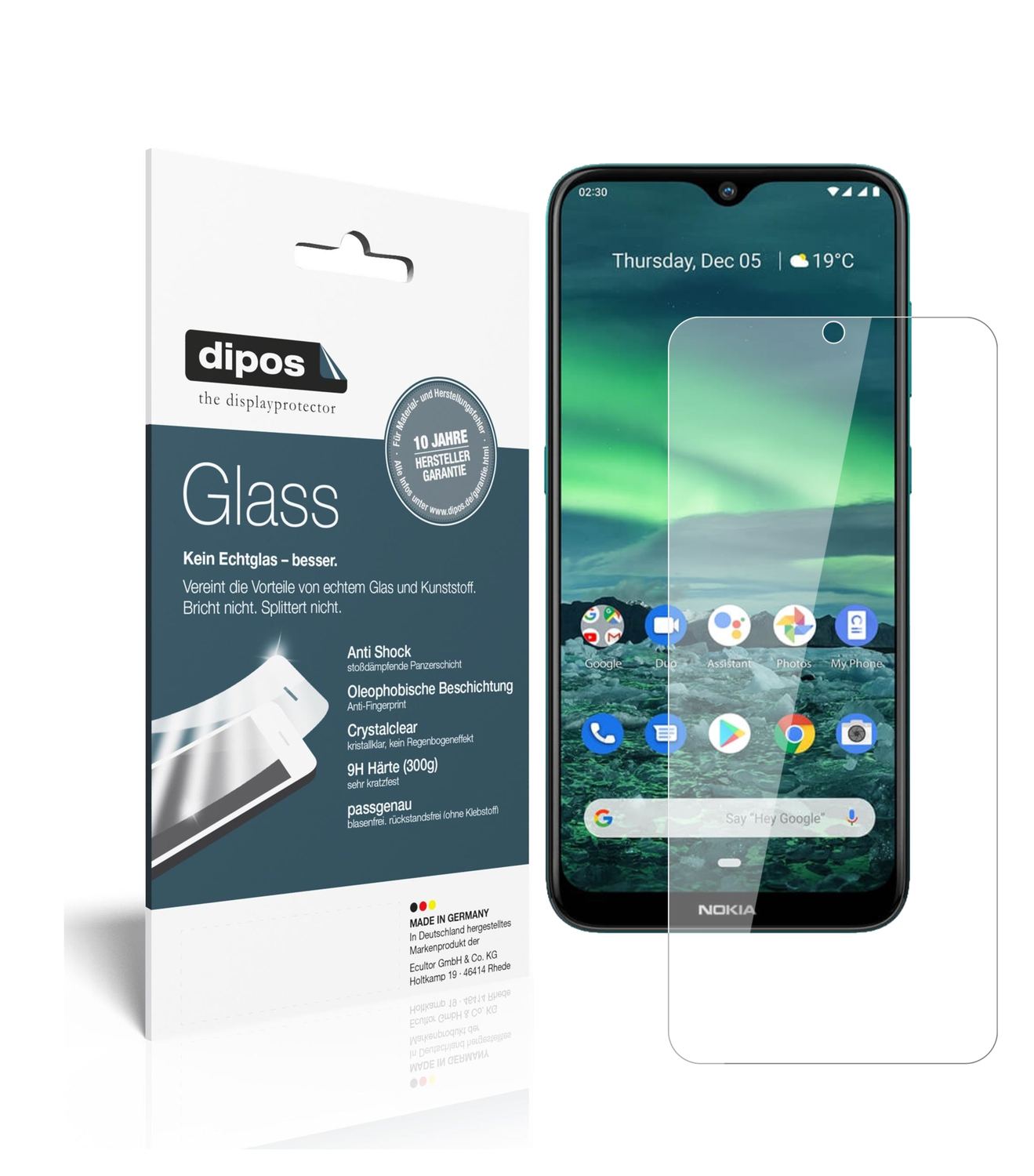 Klare Displayschutzfolie von dipos passend für Nokia 46083, 9H kratzfest und blasenfrei montiert