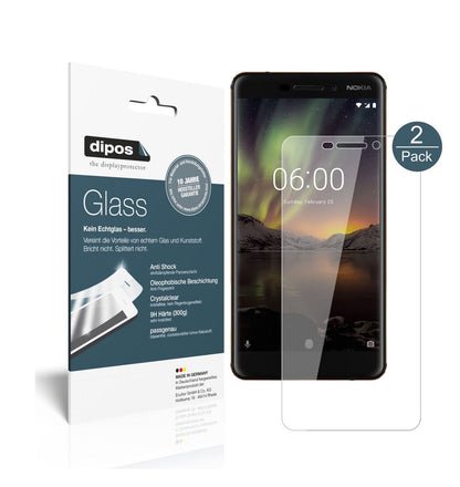 Klare Displayschutzfolie von dipos passend für Nokia 6 (2018), 9H kratzfest und blasenfrei montiert