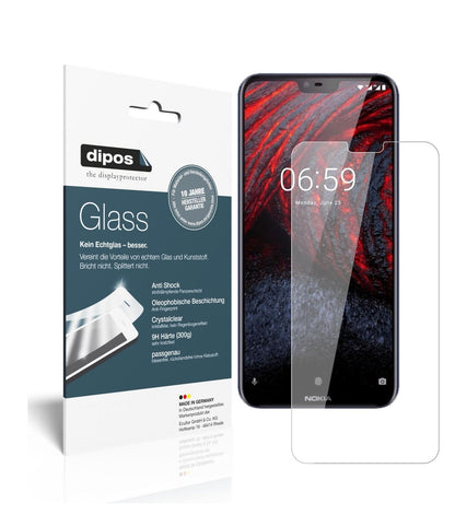 Klare Displayschutzfolie von dipos passend für Nokia 6.1 Plus, 9H kratzfest und blasenfrei montiert