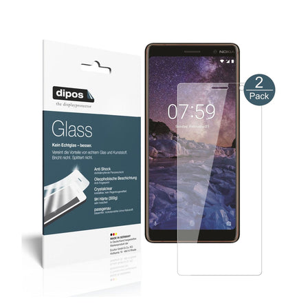 Klare Displayschutzfolie von dipos passend für Nokia 7 Plus, 9H kratzfest und blasenfrei montiert