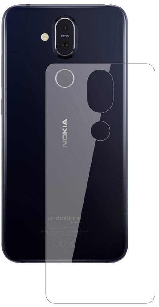 Klare Displayschutzfolie von dipos passend für Nokia 8.1 Rückseite, 9H kratzfest und blasenfrei montiert