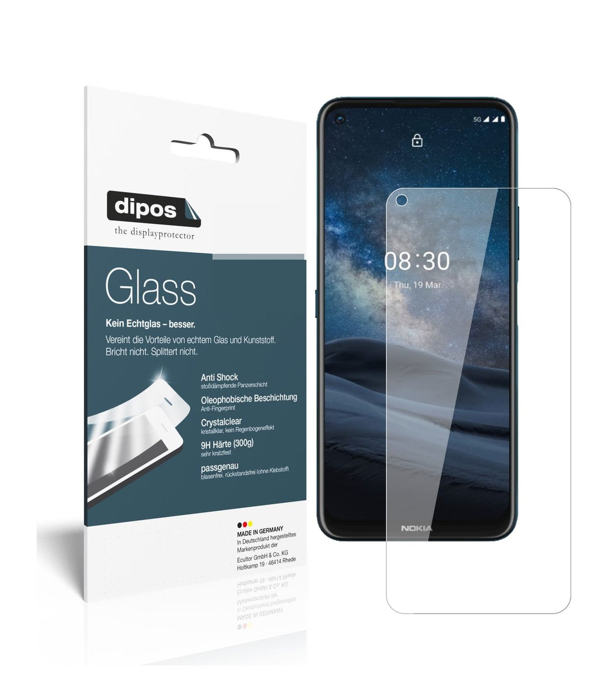 Klare Displayschutzfolie von dipos passend für Nokia 46089, 9H kratzfest und blasenfrei montiert