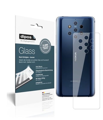 Klare Displayschutzfolie von dipos passend für Nokia 9 PureView Rückseite, 9H kratzfest und blasenfrei montiert