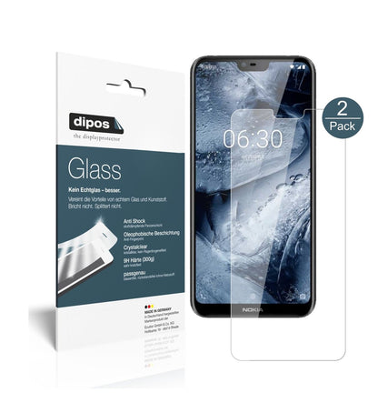 Klare Displayschutzfolie von dipos passend für Nokia X6 2018 TA1099, 9H kratzfest und blasenfrei montiert