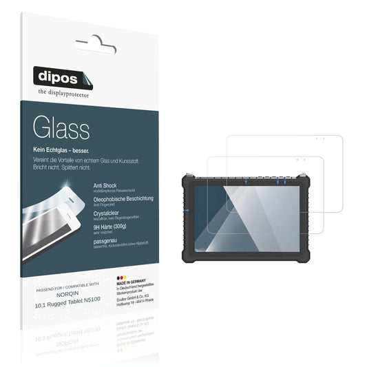 Klare Displayschutzfolie von dipos passend für NORQIN 10.1 Rugged Tablet N5100, 9H kratzfest und blasenfrei montiert
