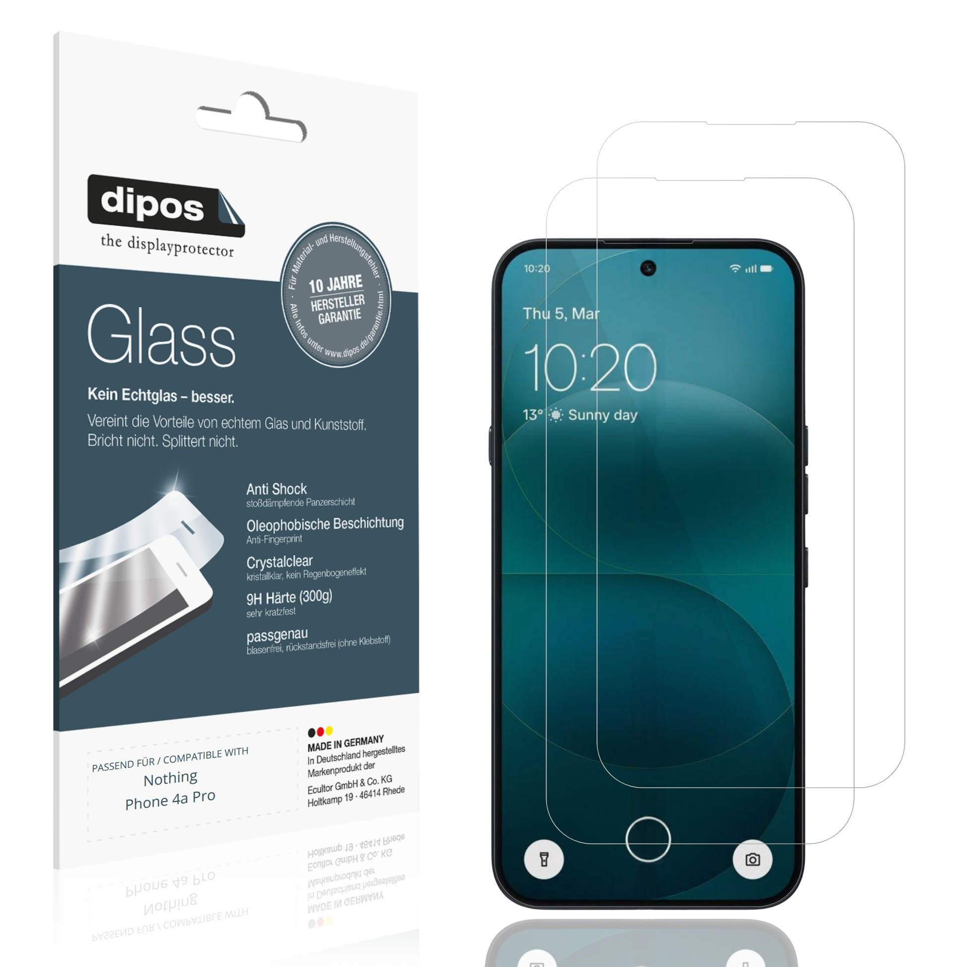 Klare Displayschutzfolie von dipos passend für Nothing Phone 4a Pro, 9H kratzfest und blasenfrei montiert