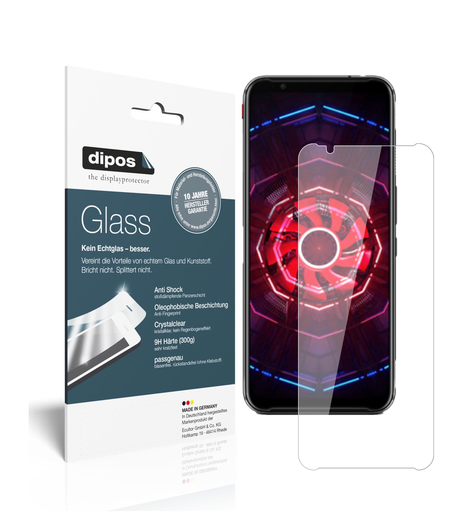 Klare Displayschutzfolie von dipos passend für ZTE nubia Red Magic 3S, 9H kratzfest und blasenfrei montiert