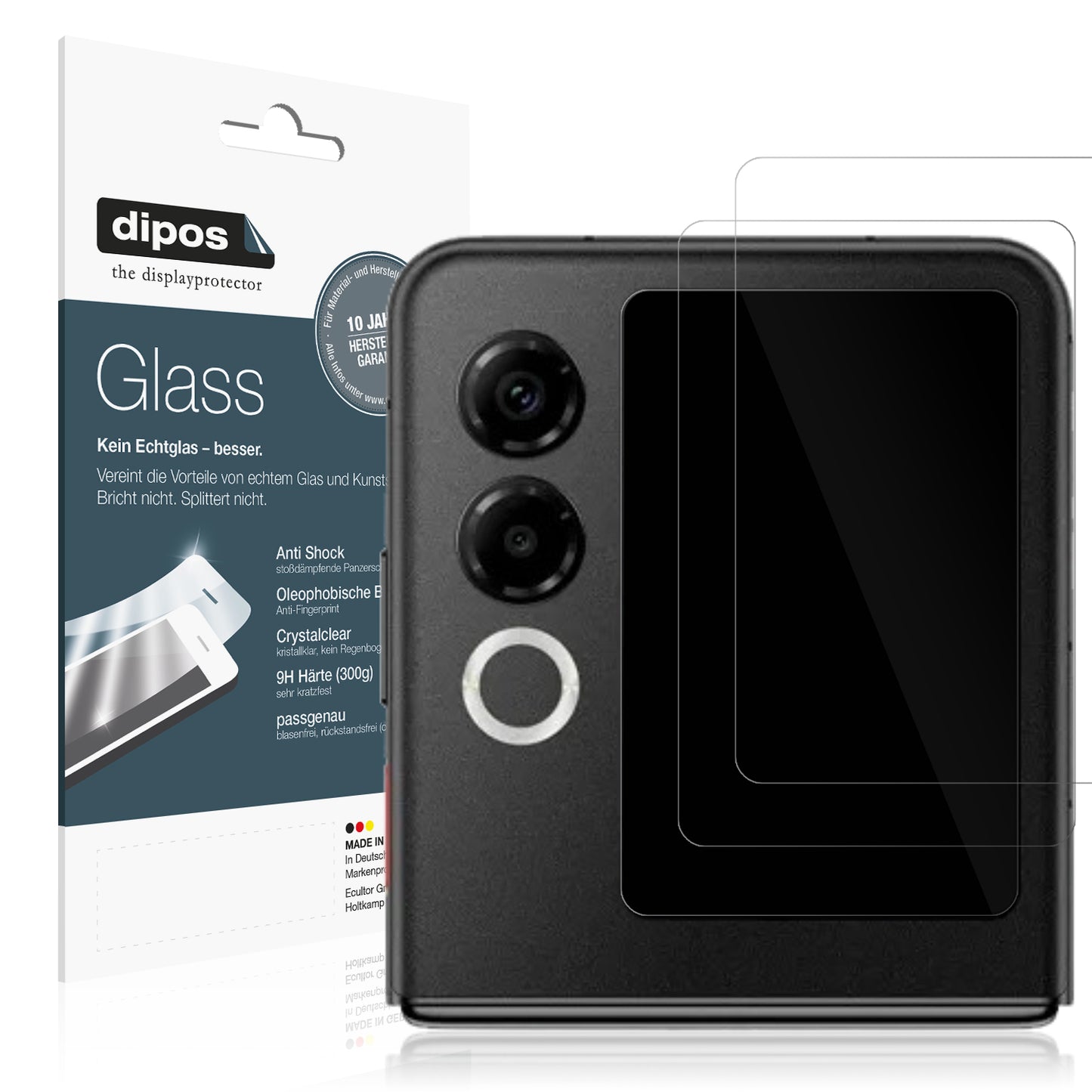 Klare Displayschutzfolie von dipos passend für Nubia ZTE Flip 2 5G Außenseite, 9H kratzfest und blasenfrei montiert