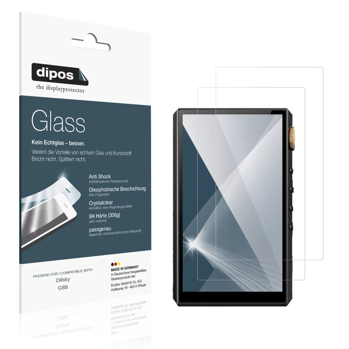 Klare Displayschutzfolie von dipos passend für Oilsky G88, 9H kratzfest und blasenfrei montiert