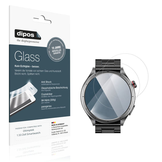 Klare Displayschutzfolie von dipos passend für Oliimptek 1.53 Zoll Smartwatch, 9H kratzfest und blasenfrei montiert