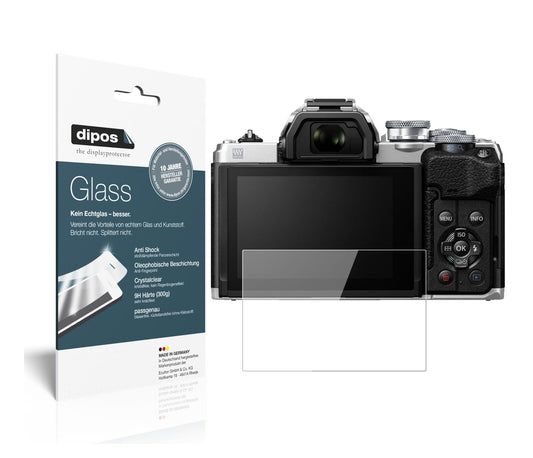 Klare Displayschutzfolie von dipos passend für Olympus OM-D E-M10 Mark IV, 9H kratzfest und blasenfrei montiert