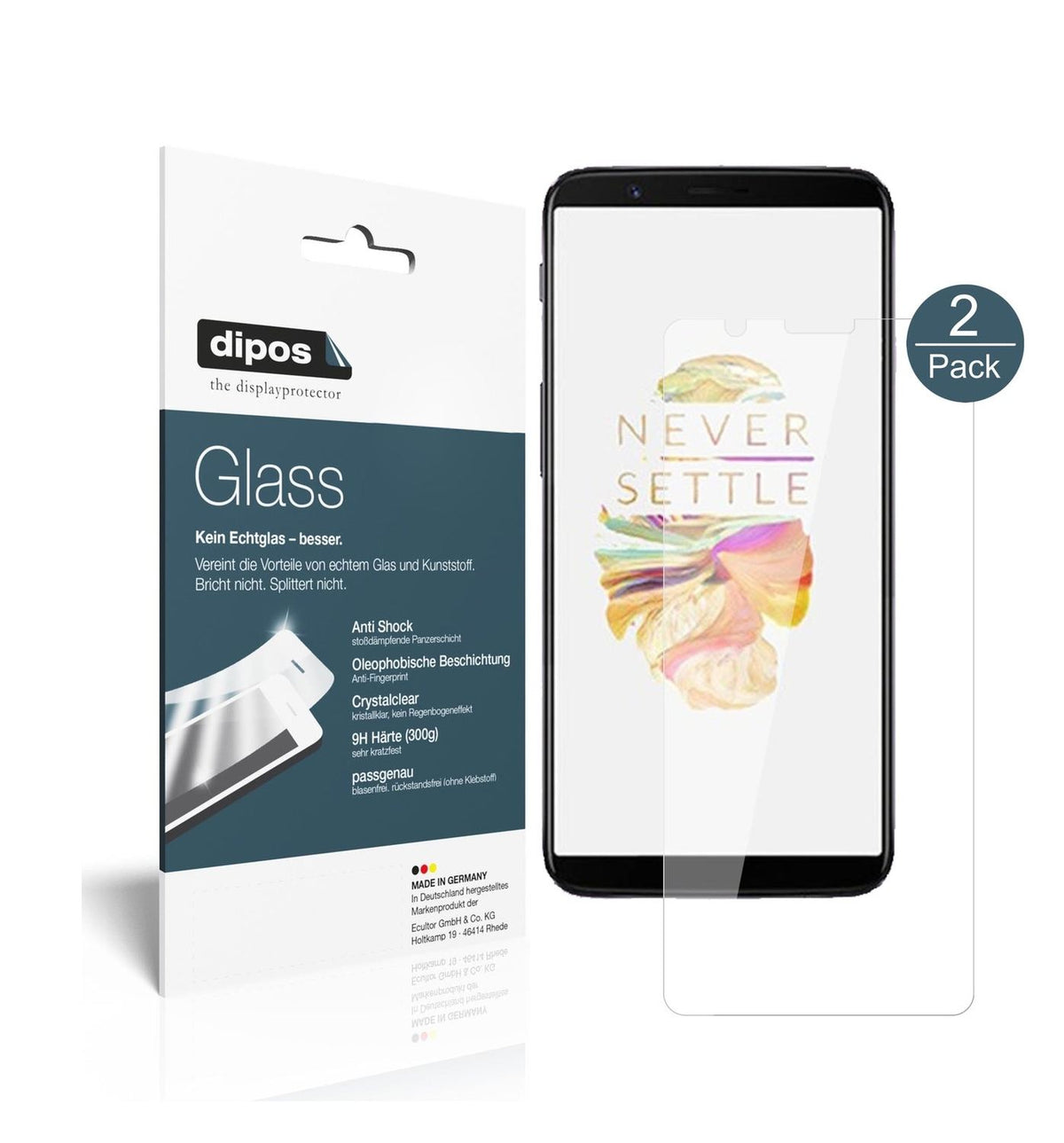 Klare Displayschutzfolie von dipos passend für OnePlus 5T, 9H kratzfest und blasenfrei montiert