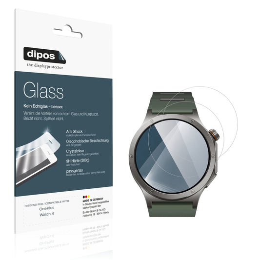 Klare Displayschutzfolie von dipos passend für OnePlus Watch 4, 9H kratzfest und blasenfrei montiert