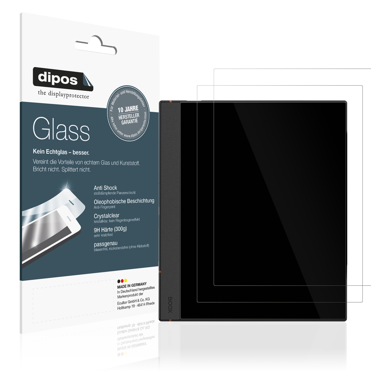 Klare Displayschutzfolie von dipos passend für Onyx Boox Note Air 4 C, 9H kratzfest und blasenfrei montiert