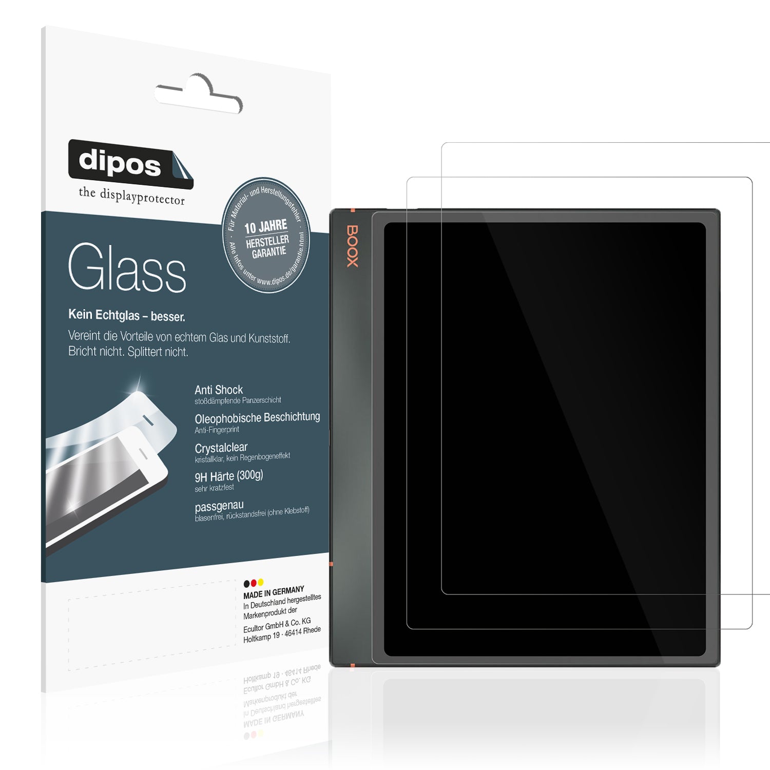 Klare Displayschutzfolie von dipos passend für Onyx Boox Note Air3, 9H kratzfest und blasenfrei montiert