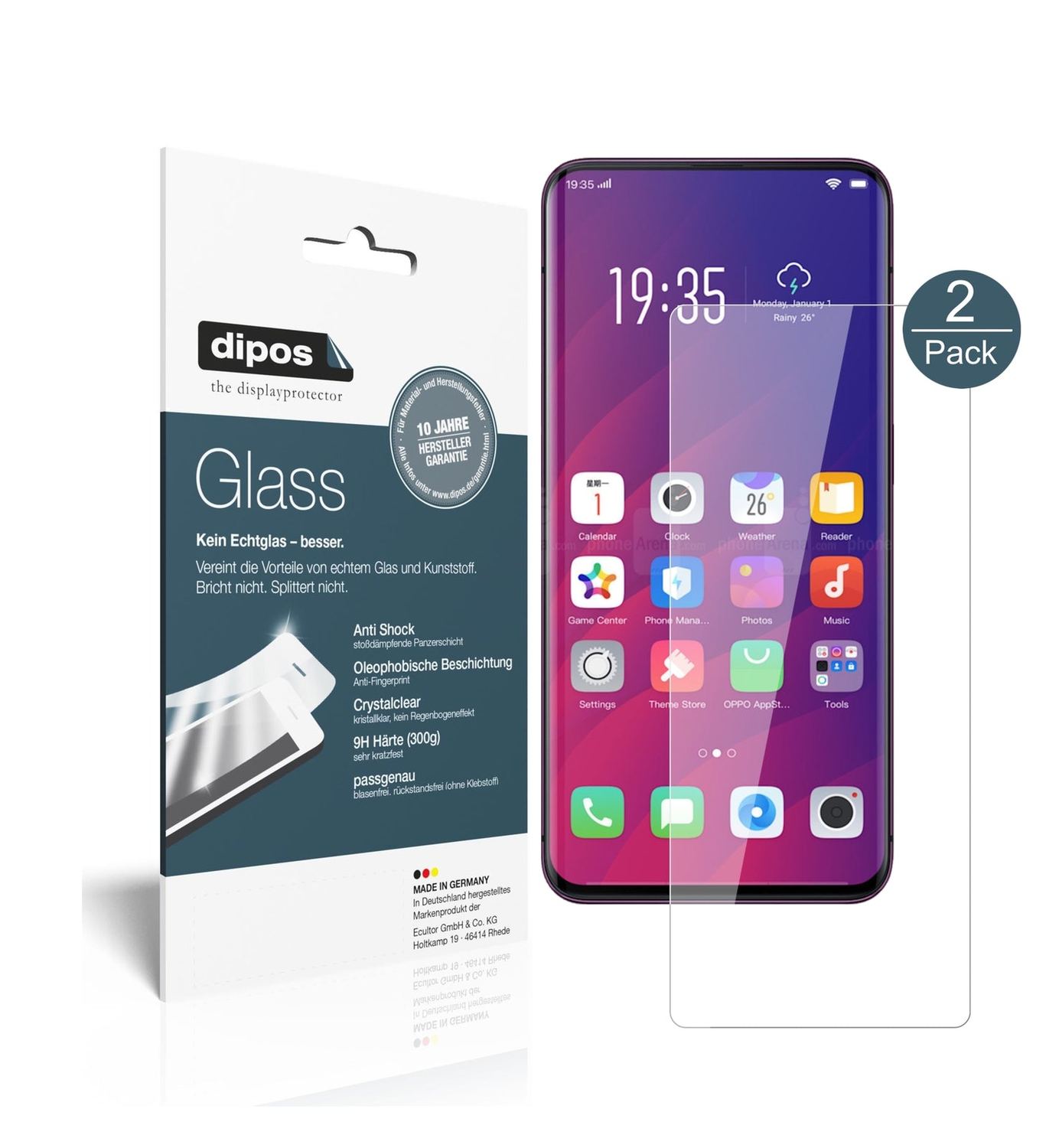 Klare Displayschutzfolie von dipos passend für Oppo Find X, 9H kratzfest und blasenfrei montiert