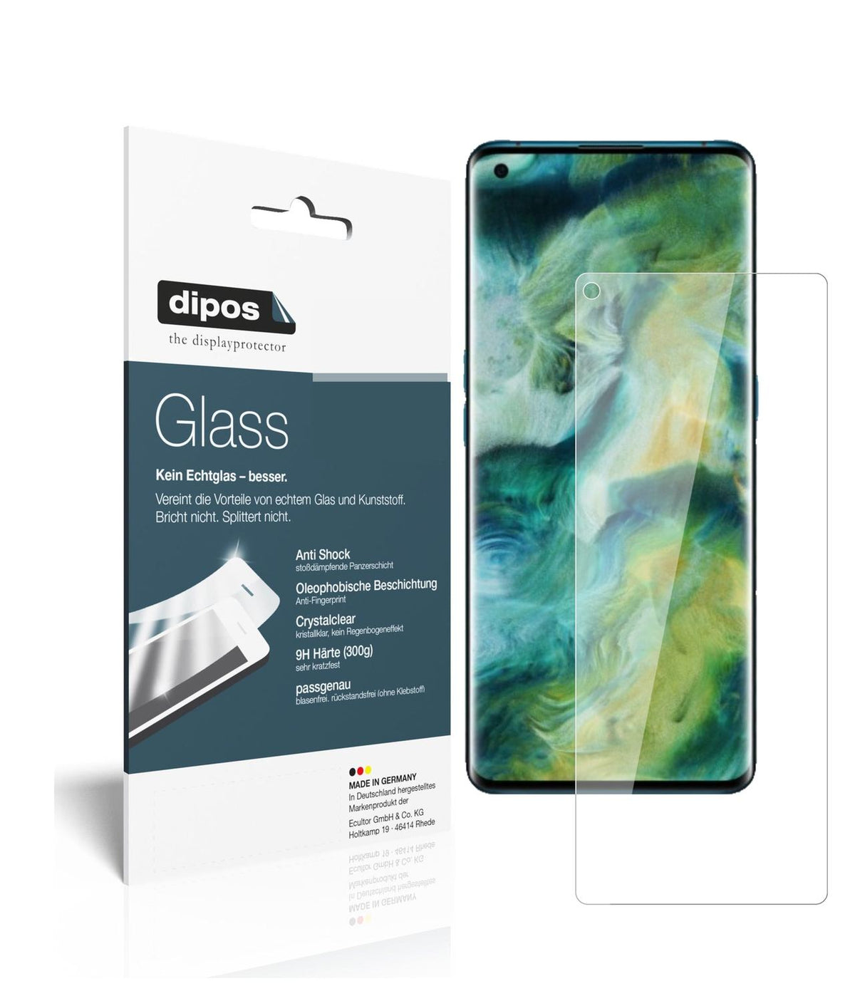 Klare Displayschutzfolie von dipos passend für Oppo Find X2, 9H kratzfest und blasenfrei montiert