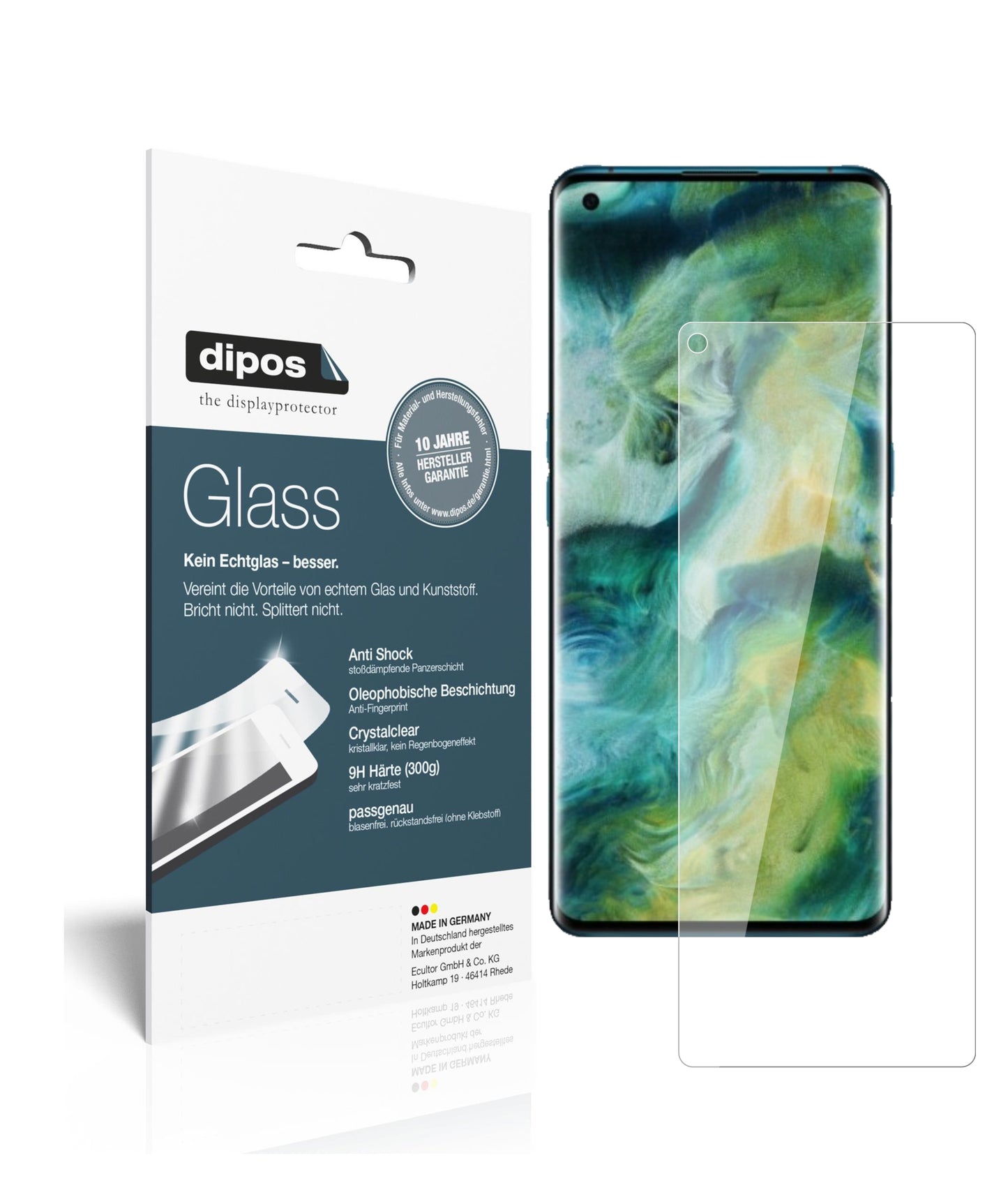 Klare Displayschutzfolie von dipos passend für Oppo Find X2 Pro, 9H kratzfest und blasenfrei montiert