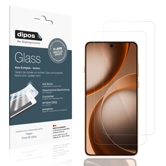 Klare Displayschutzfolie von dipos passend für Oppo Find X9 Ultra, 9H kratzfest und blasenfrei montiert