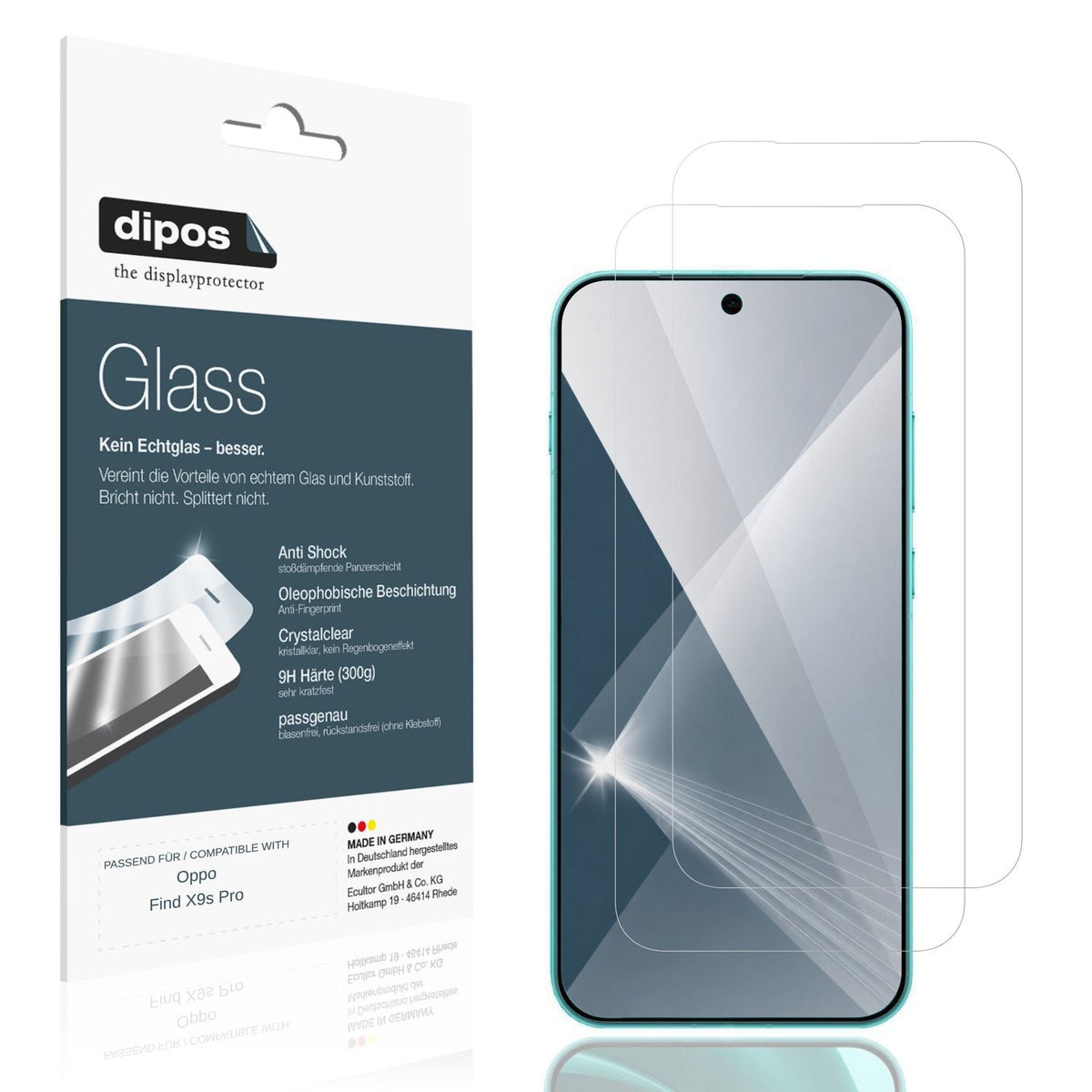 Klare Displayschutzfolie von dipos passend für Oppo Find X9s Pro, 9H kratzfest und blasenfrei montiert