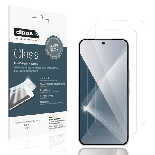 Klare Displayschutzfolie von dipos passend für Oppo K15, 9H kratzfest und blasenfrei montiert